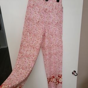 NEW Zara Linen Blend Paisley Floral Pants, size Med